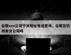 谷歌seo公司宁波地址电话查询，谷歌在杭州有分公司吗