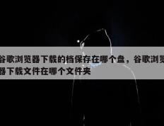 谷歌浏览器下载的档保存在哪个盘，谷歌浏览器下载文件在哪个文件夹