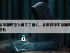 谷歌翻译怎么用不了相机，谷歌翻译不能翻译照片