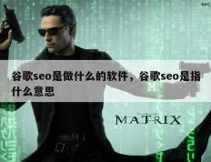 谷歌seo是做什么的软件，谷歌seo是指什么意思