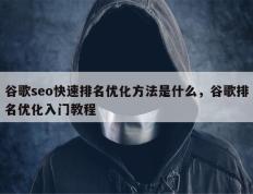 谷歌seo快速排名优化方法是什么，谷歌排名优化入门教程