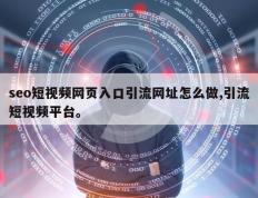 seo短视频网页入口引流网址怎么做,引流短视频平台。