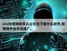 seo短视频网页入口引流下载什么软件,短视频平台引流推广。