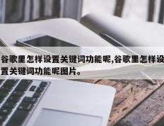 谷歌里怎样设置关键词功能呢,谷歌里怎样设置关键词功能呢图片。