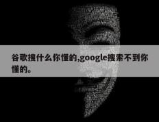 谷歌搜什么你懂的,google搜索不到你懂的。