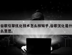 谷歌引擎优化技术怎么样知乎,谷歌优化是什么意思。