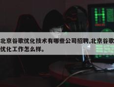 北京谷歌优化技术有哪些公司招聘,北京谷歌优化工作怎么样。