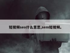 短视频seo什么意思,sem短视频。