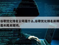 谷歌优化排名公司是什么,谷歌优化排名前期是长尾关键词。