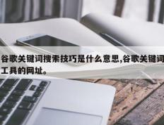 谷歌关键词搜索技巧是什么意思,谷歌关键词工具的网址。