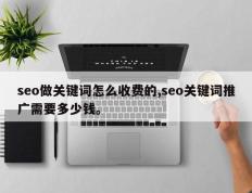 seo做关键词怎么收费的,seo关键词推广需要多少钱。