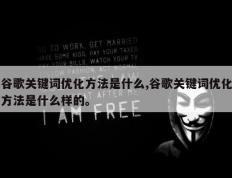 谷歌关键词优化方法是什么,谷歌关键词优化方法是什么样的。