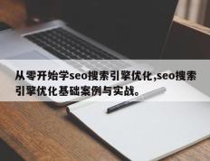 从零开始学seo搜索引擎优化,seo搜索引擎优化基础案例与实战。