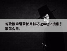谷歌搜索引擎使用技巧,google搜索引擎怎么用。