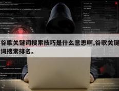 谷歌关键词搜索技巧是什么意思啊,谷歌关键词搜索排名。