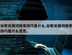 谷歌关键词搜索技巧是什么,谷歌关键词搜索技巧是什么意思。