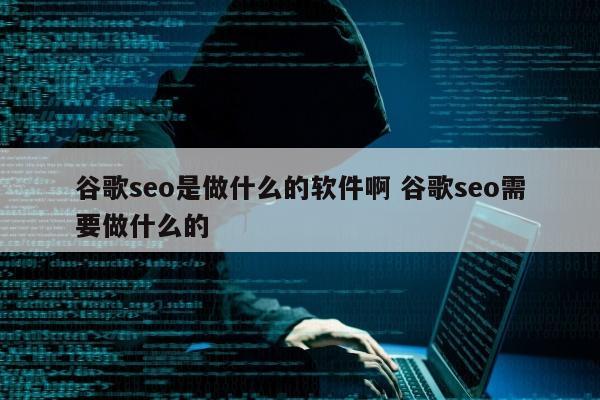 谷歌seo是做什么的软件啊 谷歌seo需要做什么的